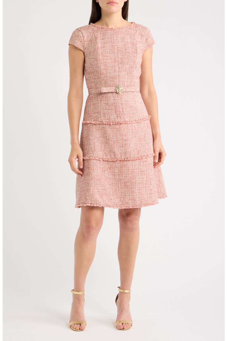 Heritage Tweed Midi Dress, Main, color, ANTQ CORAL MLT