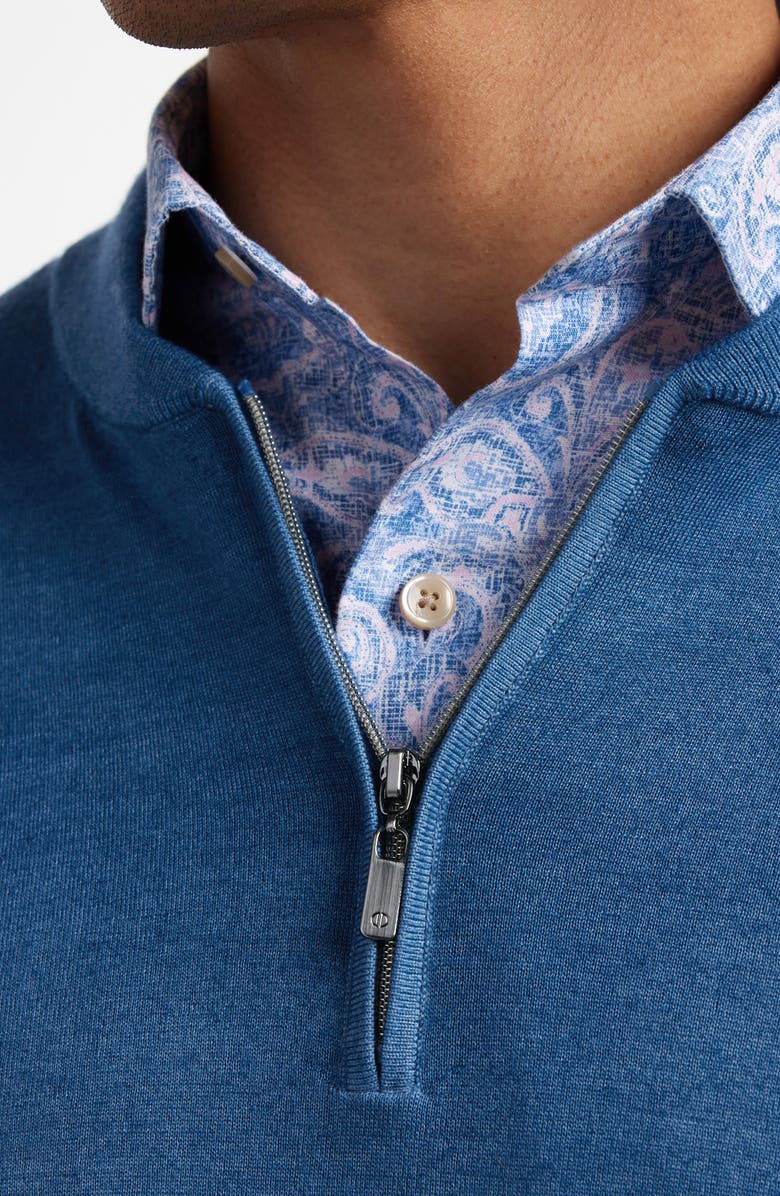 David Donahue Skipper Merino Wool Blend Quarter Zip Sweater, Alternate, color, Tidal Blue