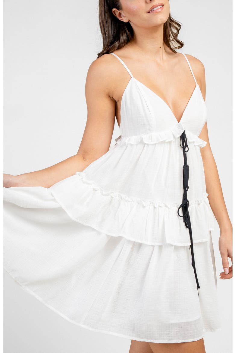 Tiered Front Tie Minidress, Alternate, color, OFF-WHITE