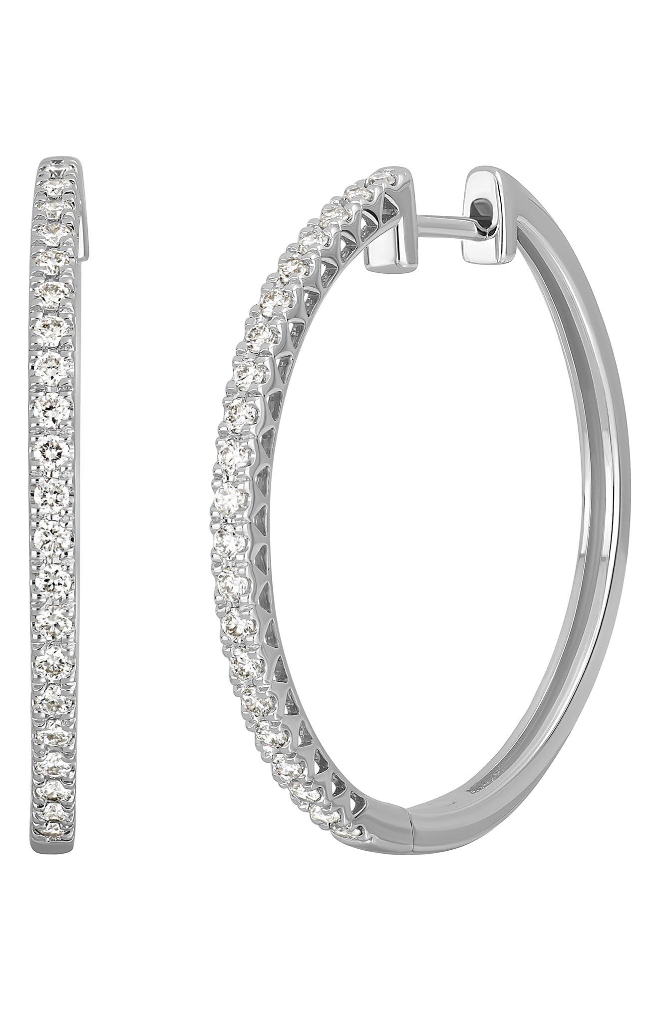 18k Gold Diamond Hoop Earrings