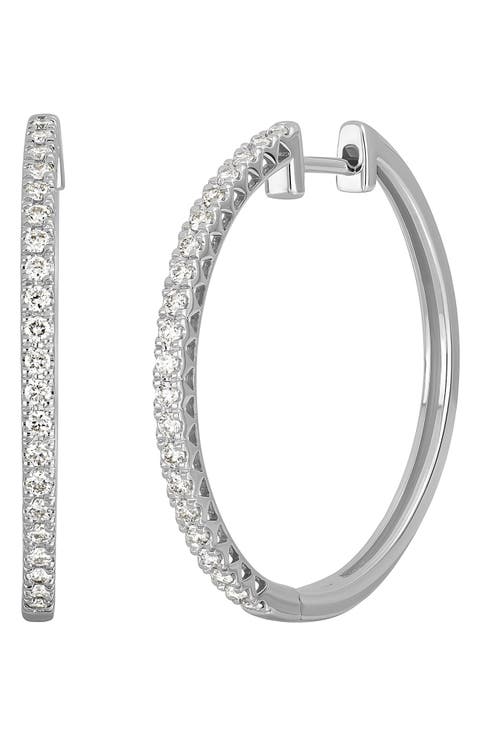 18k Gold Diamond Hoop Earrings
