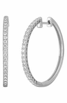18k Gold Diamond Hoop Earrings