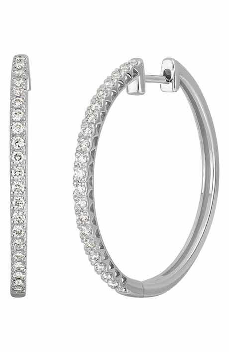 18k Gold Diamond Hoop Earrings