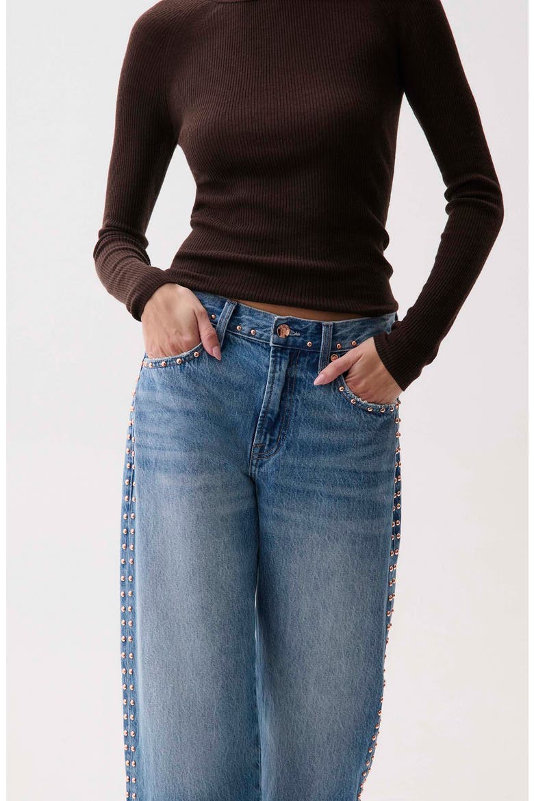 Lexi High Waist Ankle Straight Leg Jeans, Alternate, color, STAR STUDDED