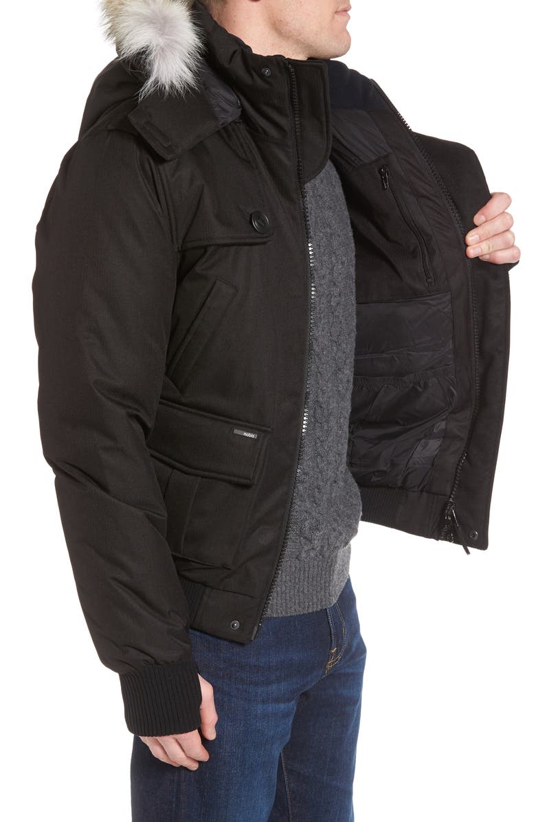 nobis Windproof & Waterproof 650-Fill Power Down Bomber Jacket with Genuine Coyote Fur Trim, Alternate, color,