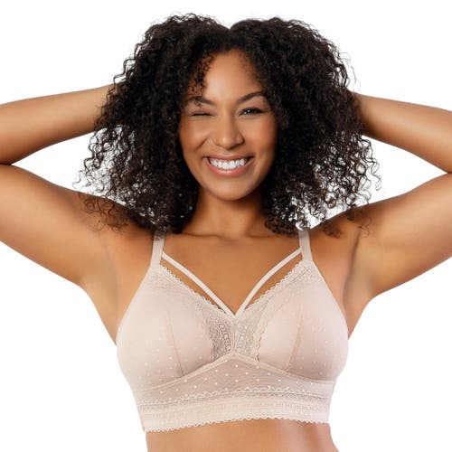 Parfait Mia Dot Wire-free Padded Mesh Bralette In Cameo Rose