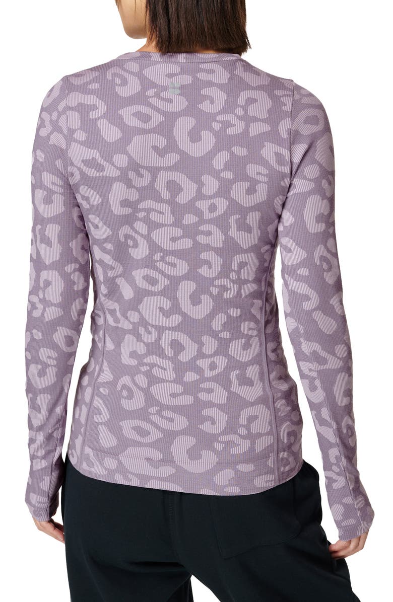 Sweaty Betty Glisten Seamless Long Sleeve Top, Alternate, color, Purple Leopard Paint Jacquard