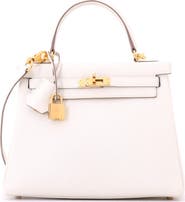 Pre-Owned Hermes Kelly Handbag Light Togo with Gold Hardware 25