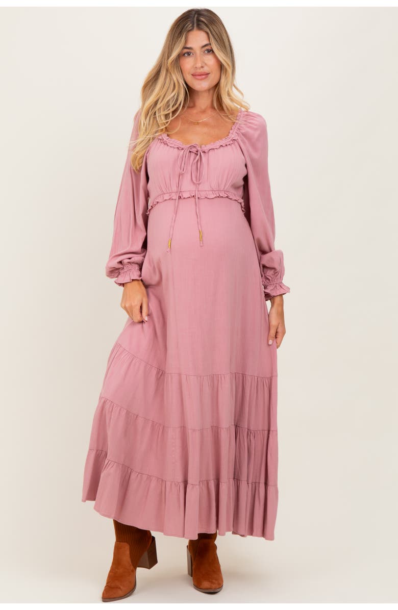 PinkBlush Ruffled Fit And Flare Maxi Dress, Main, color, Mauve