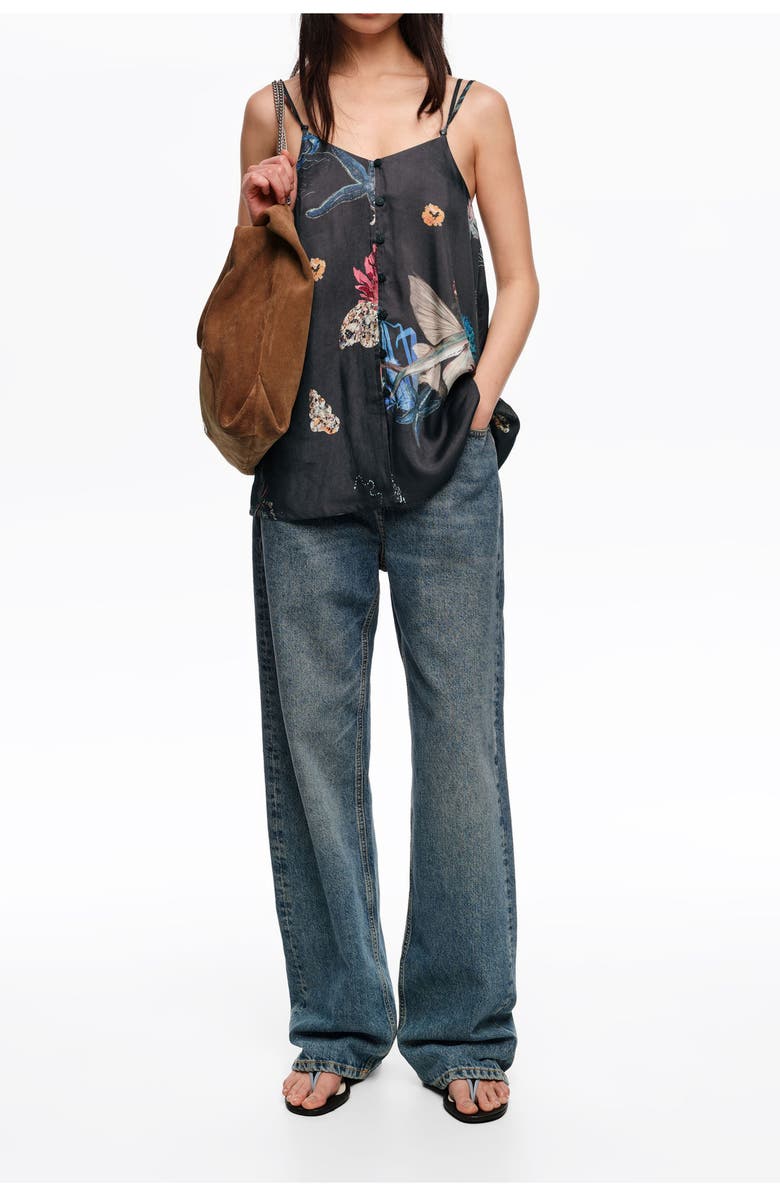 Bimba y Lola Seabed Flowing Strappy Top, Alternate, color, Seabed Anthracite