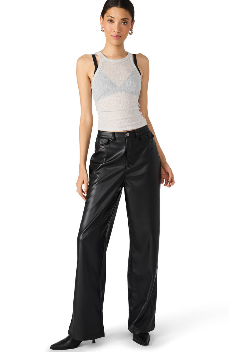 Steve Madden Geraldine Faux Leather Pants, Alternate, color, Black