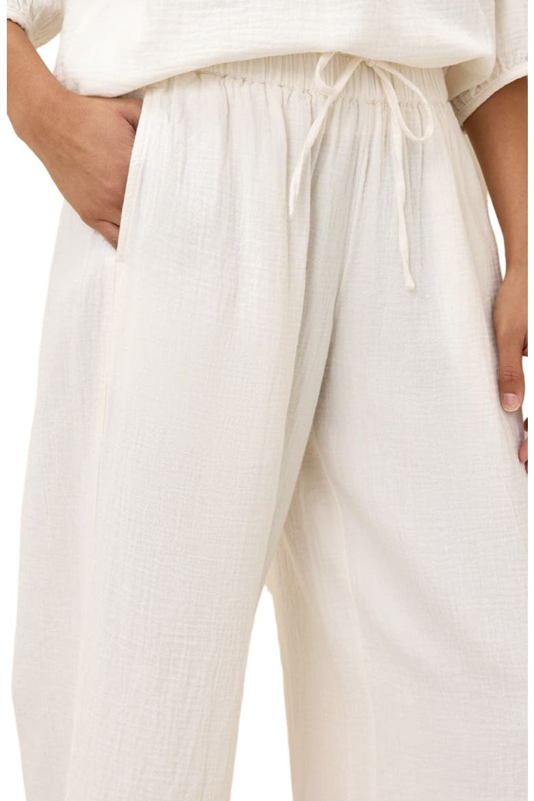 Organic Cotton Coastal Double Gauze Split Hem Pant, Alternate, color, Sea Salt