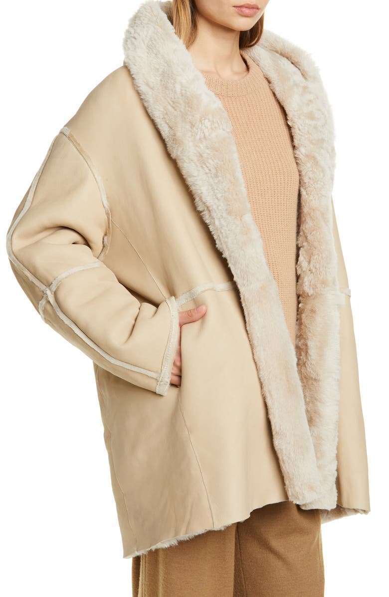 Vince Genuine Shearling Hooded Coat, Alternate, color,