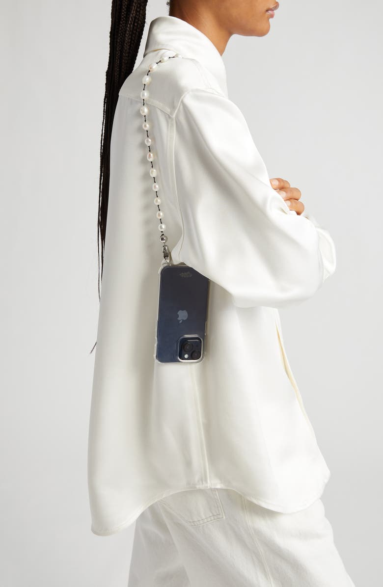 ossa Freshwater Pearl Shoulder Strap for iPhone Case, Alternate, color, 