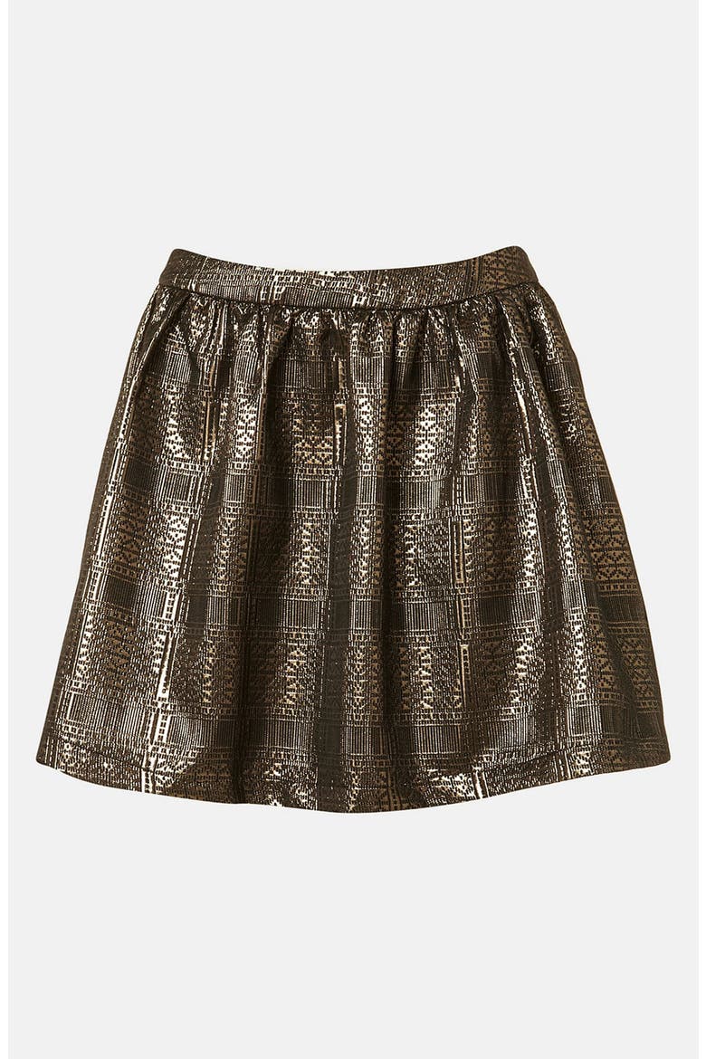 Metallic Jacquard Skater Skirt, Main, color, GOLD