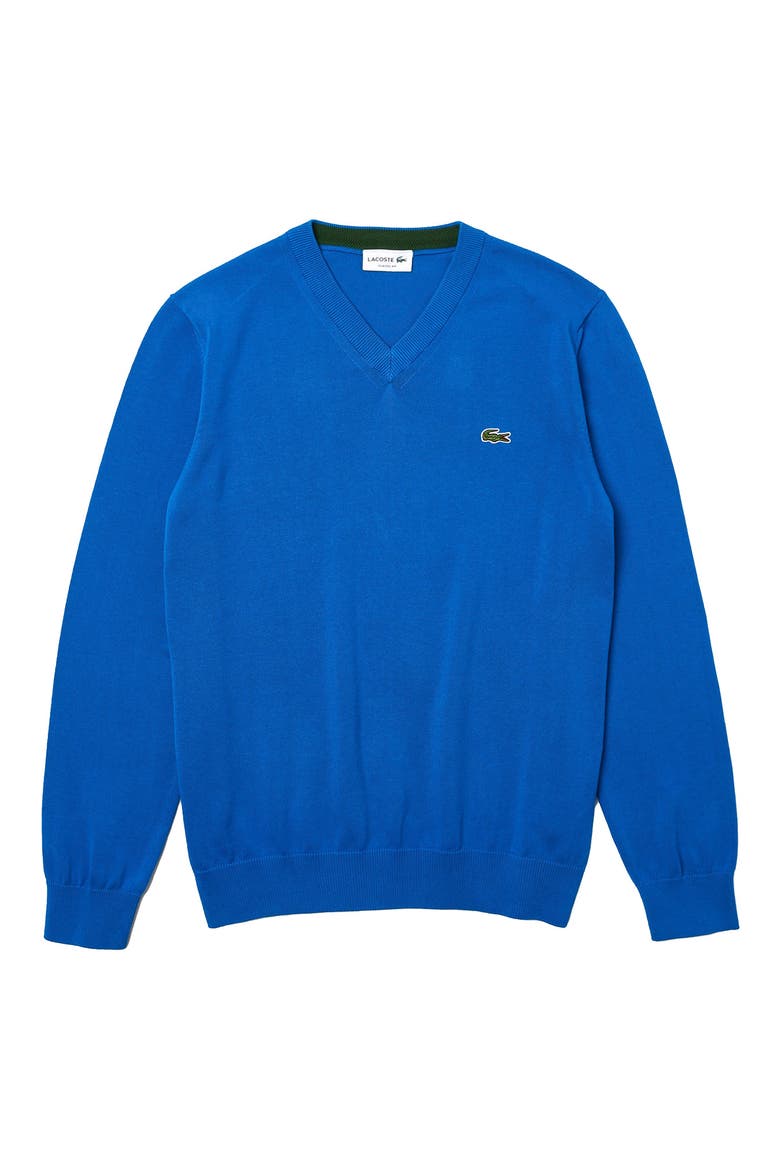 V-Neck Cotton Sweater, Alternate, color, ULTRAMARINE