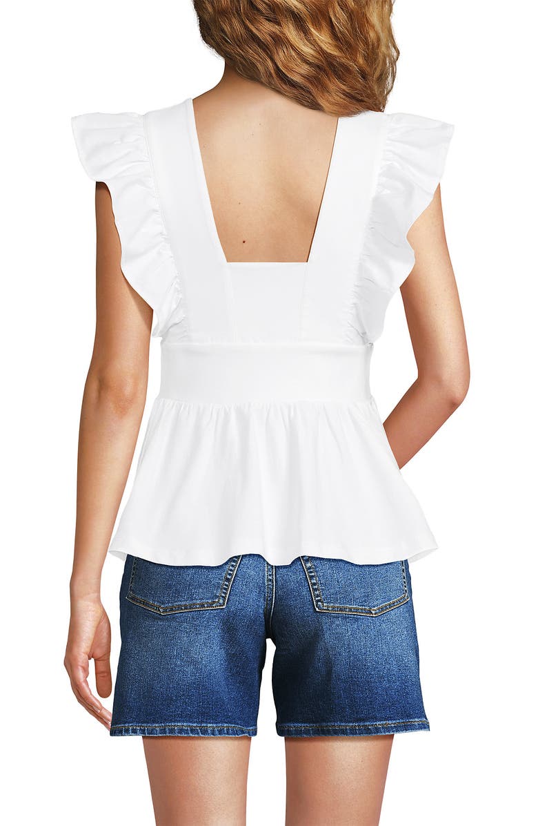 Lands' End Lightweight Jersey Ruffle Peplum Top, Alternate, color, White