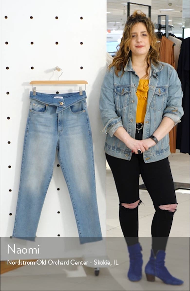 Alicia Foldover Waist Crop Mom Jeans, sales video thumbnail