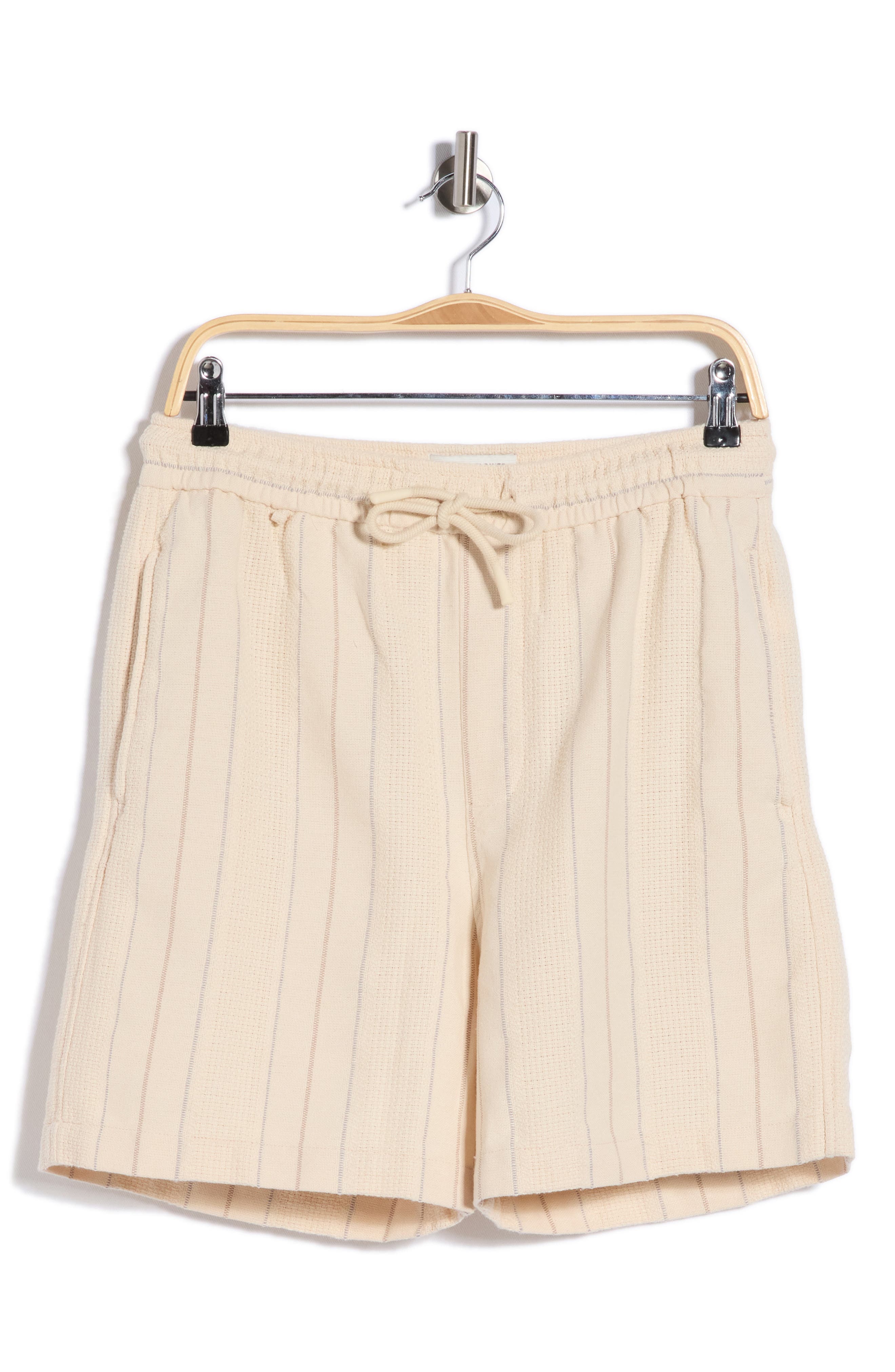 DENIM AND FLOWER Vertical Stripe Texture Drawstring Shorts