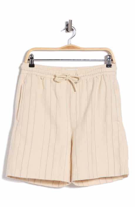 DENIM AND FLOWER Vertical Stripe Texture Drawstring Shorts