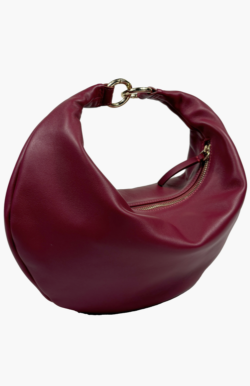 Hyer Goods Small Leather Convertible Hobo Crescent Ring Bag In Dark Cherry Red