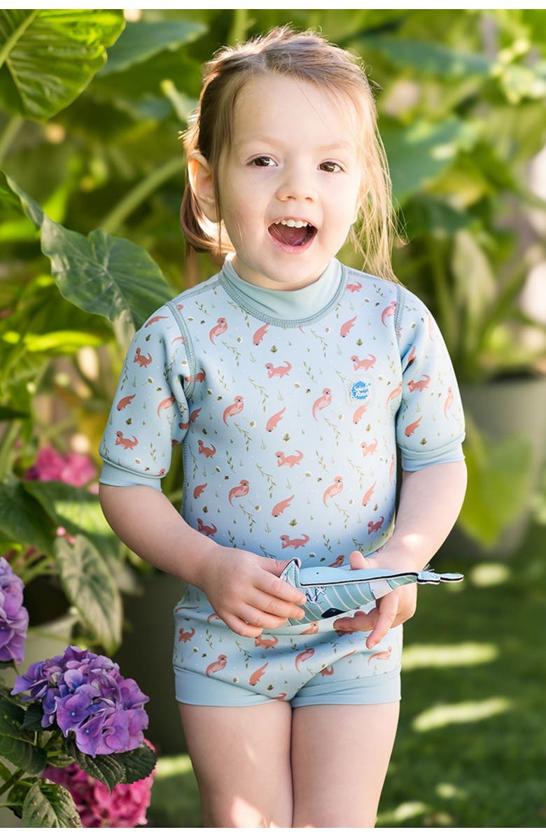 Splash About Happy Nappy Wetsuit with Reusable Swim Diaper, Alternate, color, Playful Otters