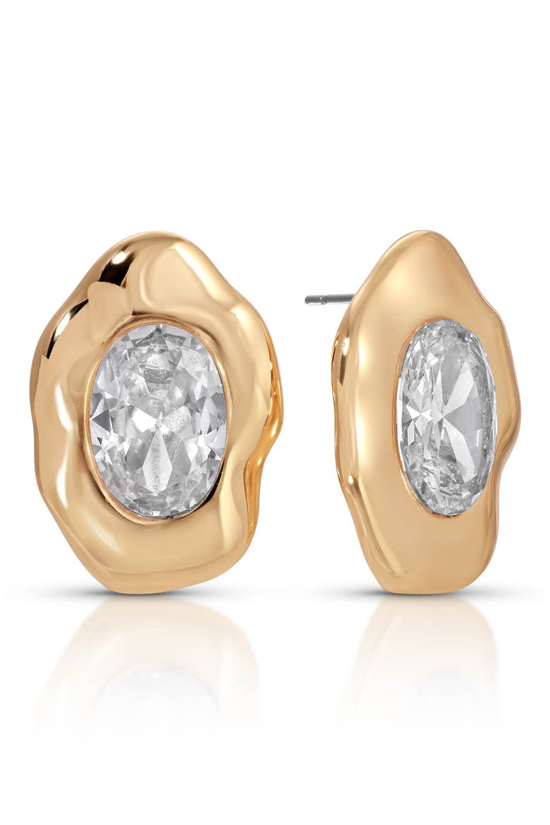 Molten Glow Crystal Stud Earrings, Main, color, GOLD