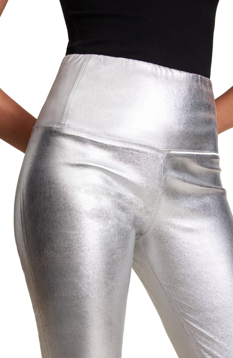 AllSaints Cora High Waist Foil Leather Leggings, Alternate, color, 