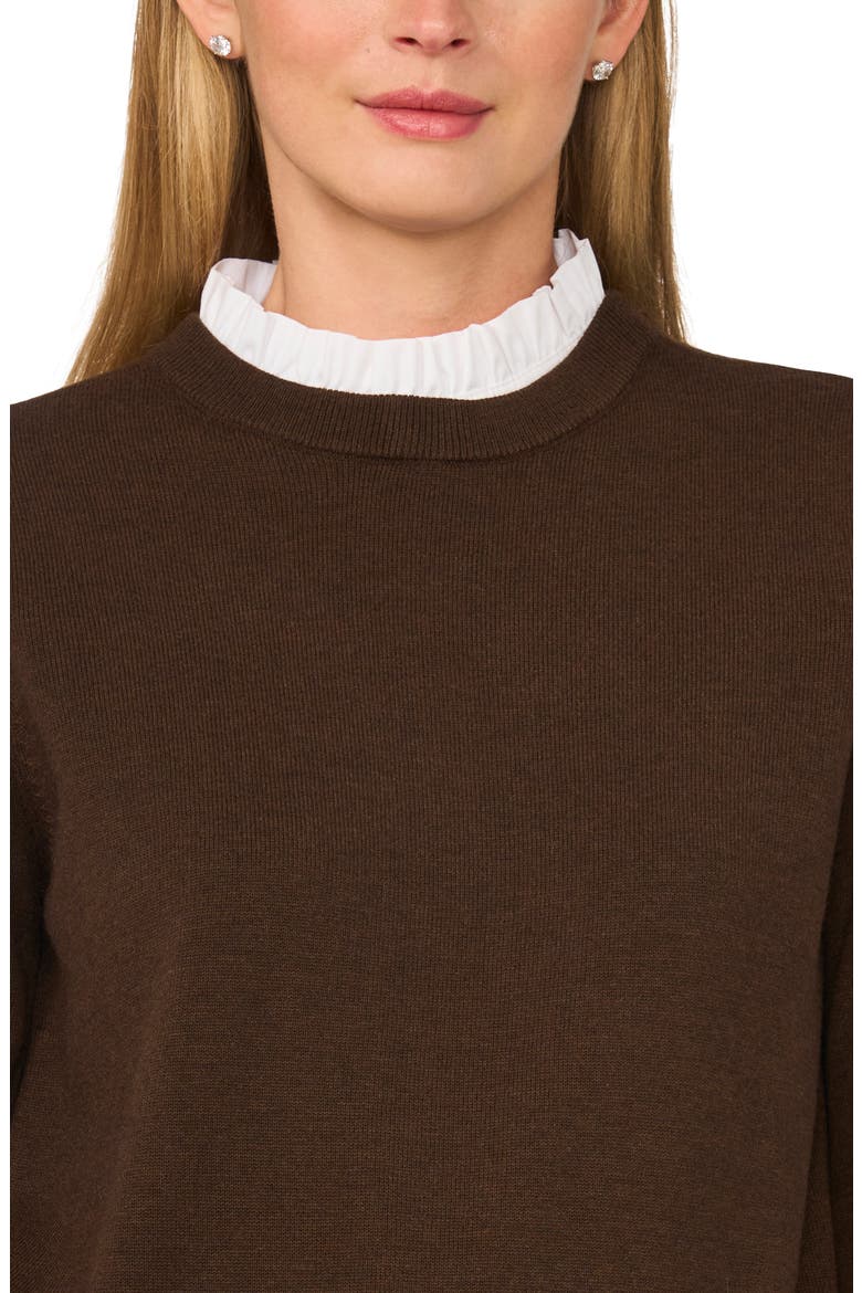 Ruffle Neck Layered Sweater, Alternate, color, RICH HICKORY