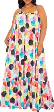 BUXOM COUTURE Polka Dot Maxi Dress