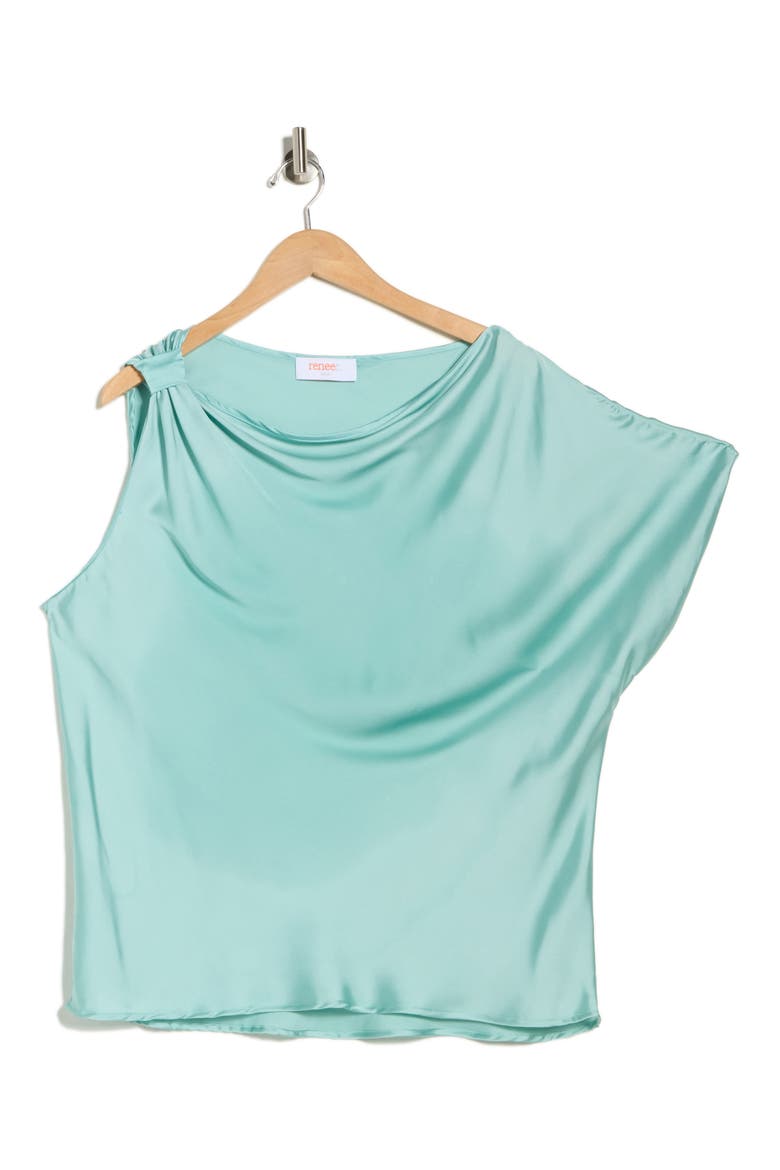 Asymmetric Satin Top, Alternate, color, SEAFOAM
