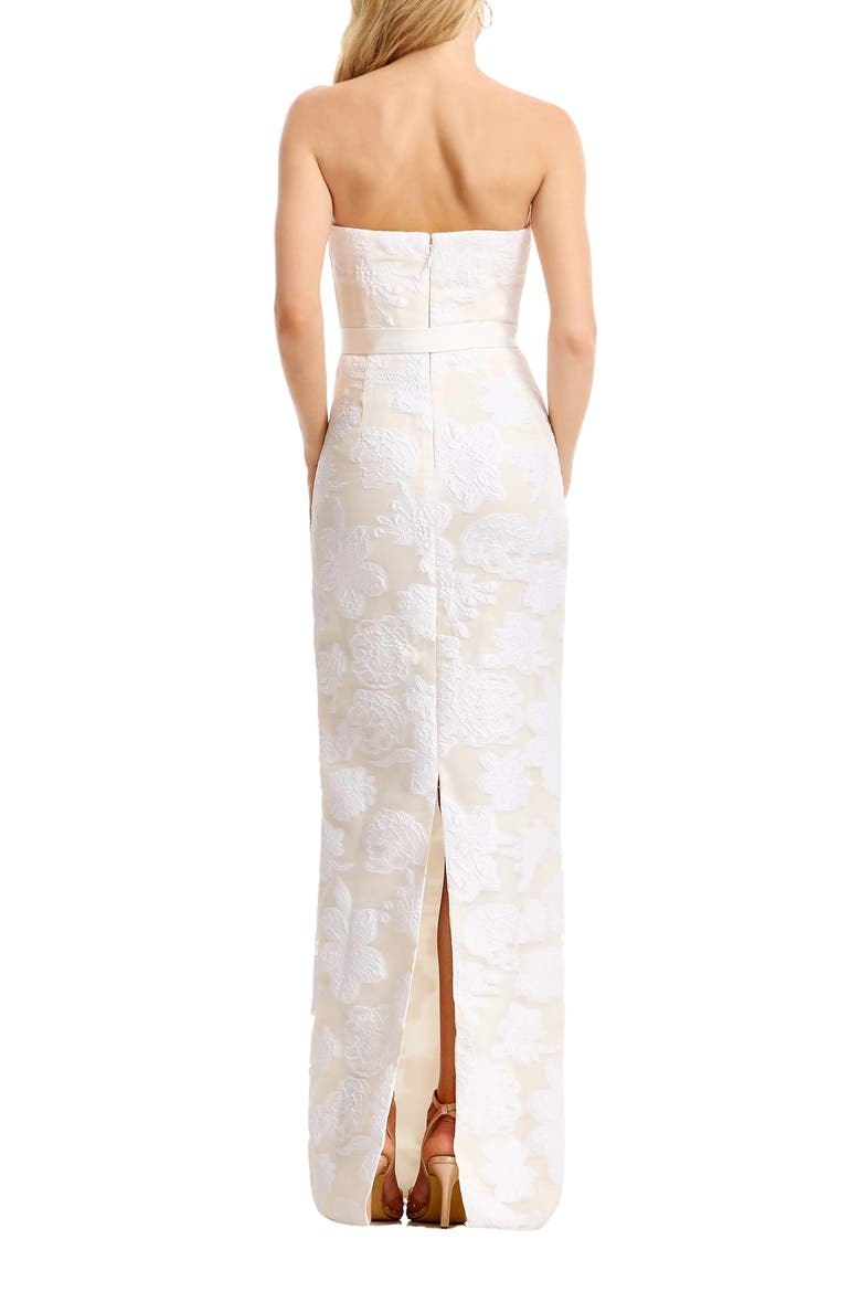 Colleen Floral Jacquard Strapless Mermaid Gown, Alternate, color, WHITE