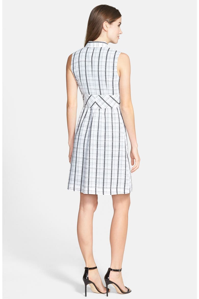 Plaid Sleeveless Shirtdress, Alternate, color, WHITE- BLACK TEXTURE PLAID