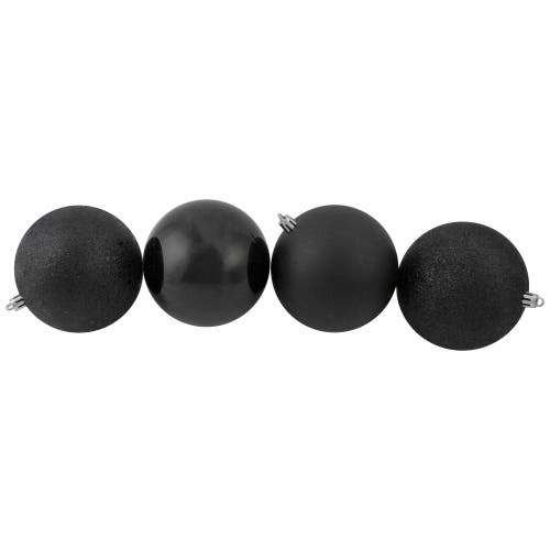 Northlight 12ct Black Shatterproof 4-finish Christmas Ball Ornaments 4" In Black