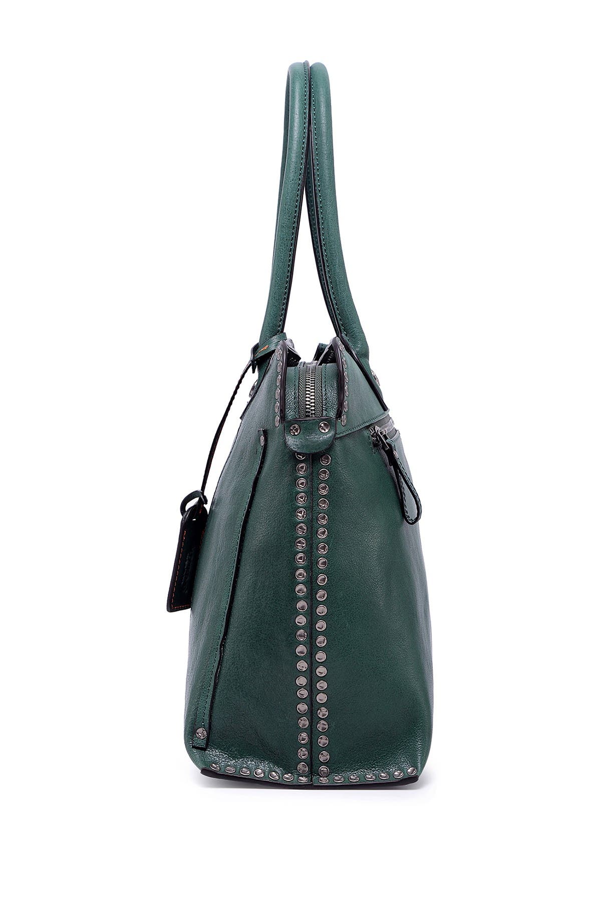 Soul Stud Leather Satchel Bag, Alternate, color, KALE