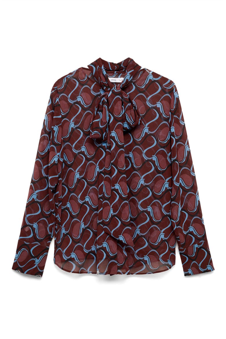 Bow Button-Up Shirt, Alternate, color, MAROON