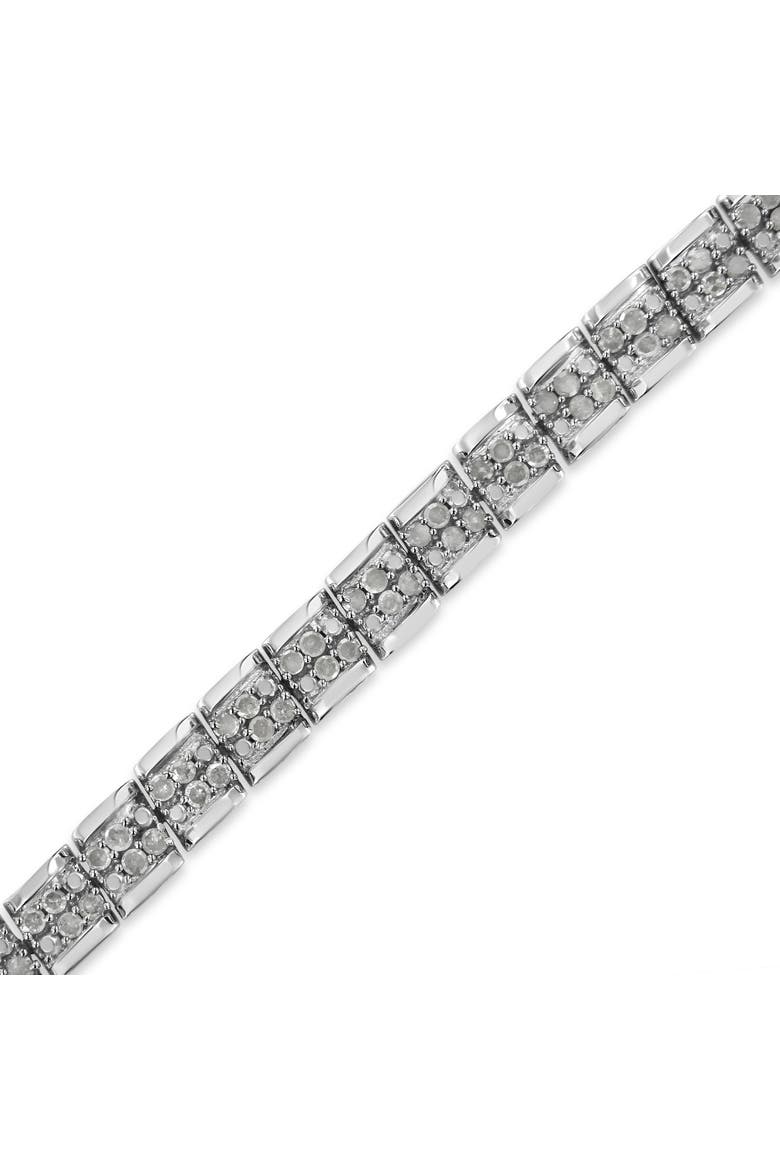Silver 2.0 Cttw Diamond Round Miracle Plate Link Bracelet, Alternate, color, White