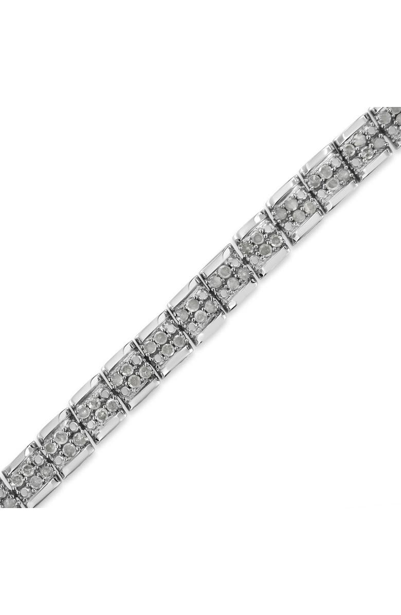 Haus of Brilliance Silver 2.0 Cttw Diamond Round Miracle Plate Link Bracelet, Alternate, color, White