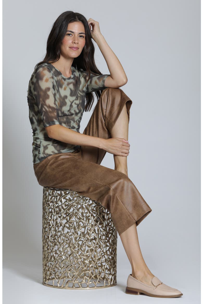 High Waist Faux Leather Crop Wide Leg Pants, Alternate, color, CARAMEL