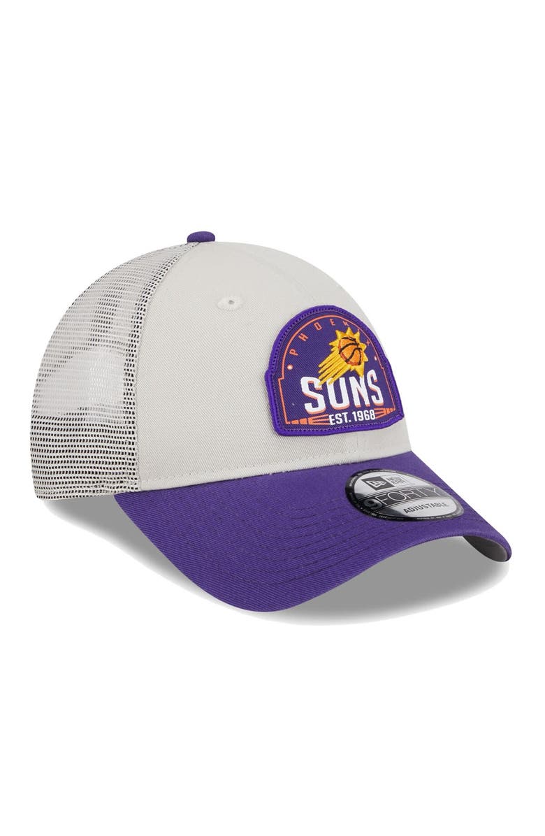 New Era Men's New Era Khaki/Purple Phoenix Suns Throwback Patch Trucker 9FORTY Adjustable Hat, Alternate, color, Khaki