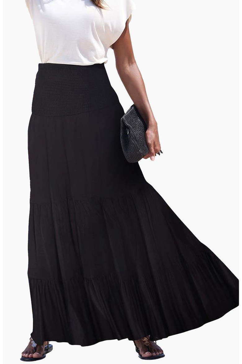 Convertible Tiered Dress, Main, color, Black