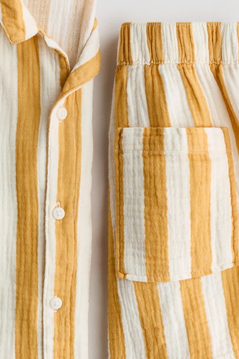 2-piece Cotton Muslin Set, Alternate, color, White/yellow striped