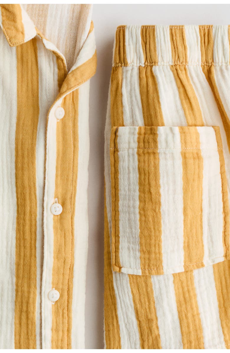 H&M 2-piece cotton muslin set, Alternate, color, White/Yellow Striped