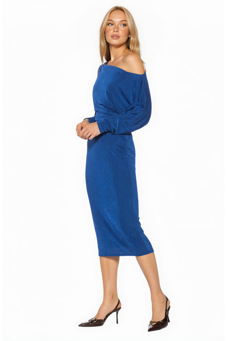 Cassian One-Shoulder Long Sleeve Midi Dress, Alternate, color, COBALT