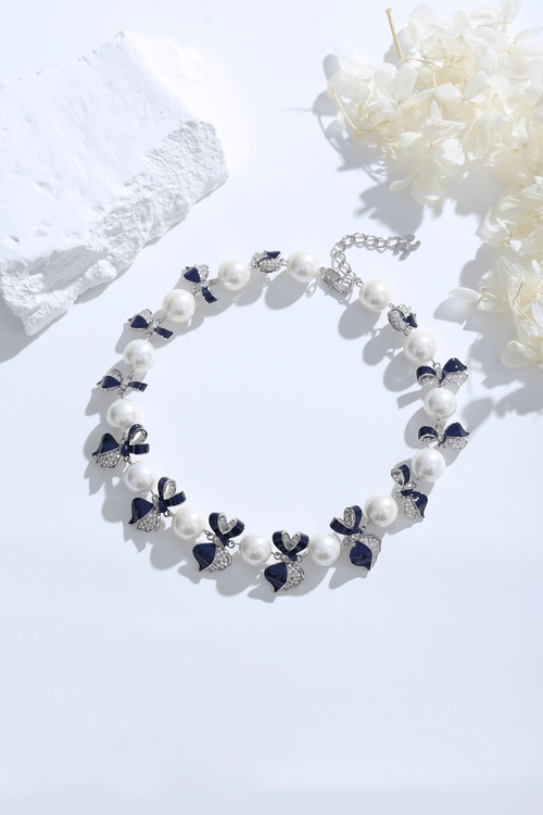 Classicharms Blue Enamel Butterfly Necklace In Metallic