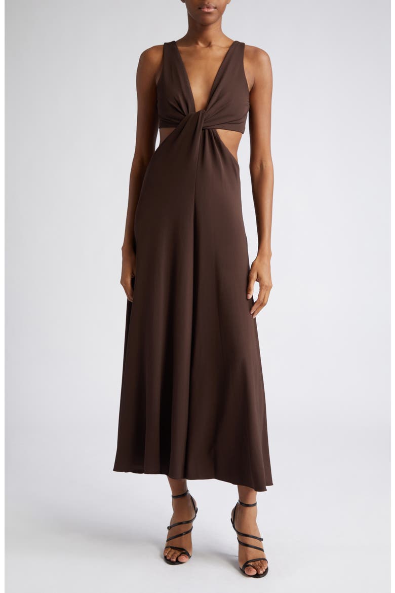 Matte Jersey Cutout Dress, Main, color, CHOCOLATE