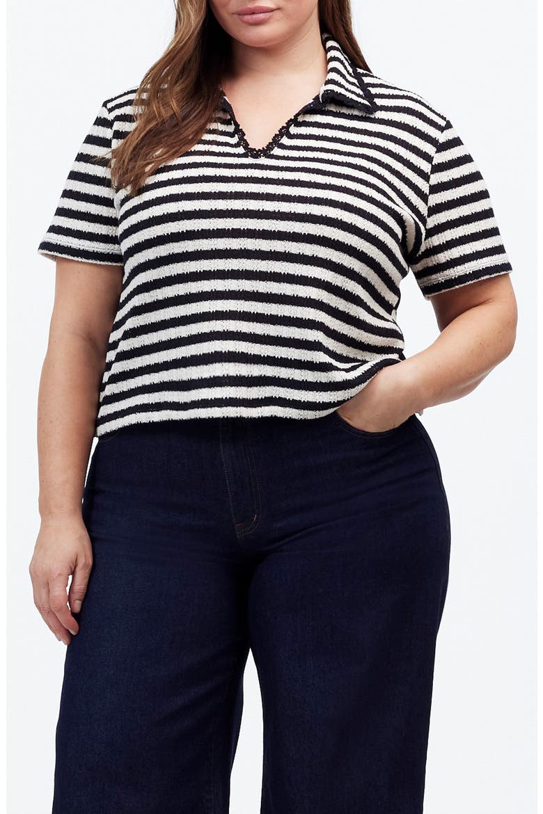Stripe Knit Polo, Alternate, color, VINTAGE IVORY