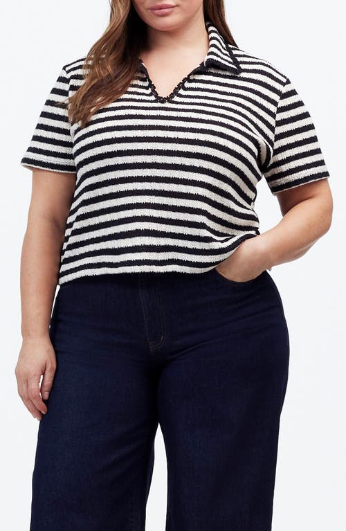 Madewell Stripe Knit Polo In Vintage Ivory