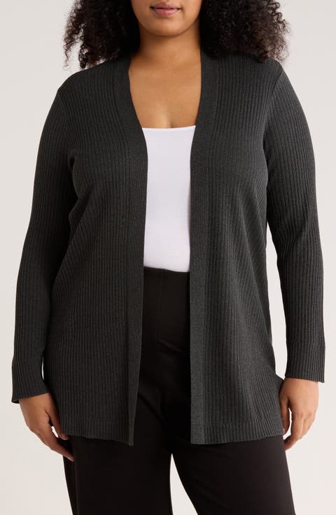Sutton Open Front Rib Cardigan (Plus)