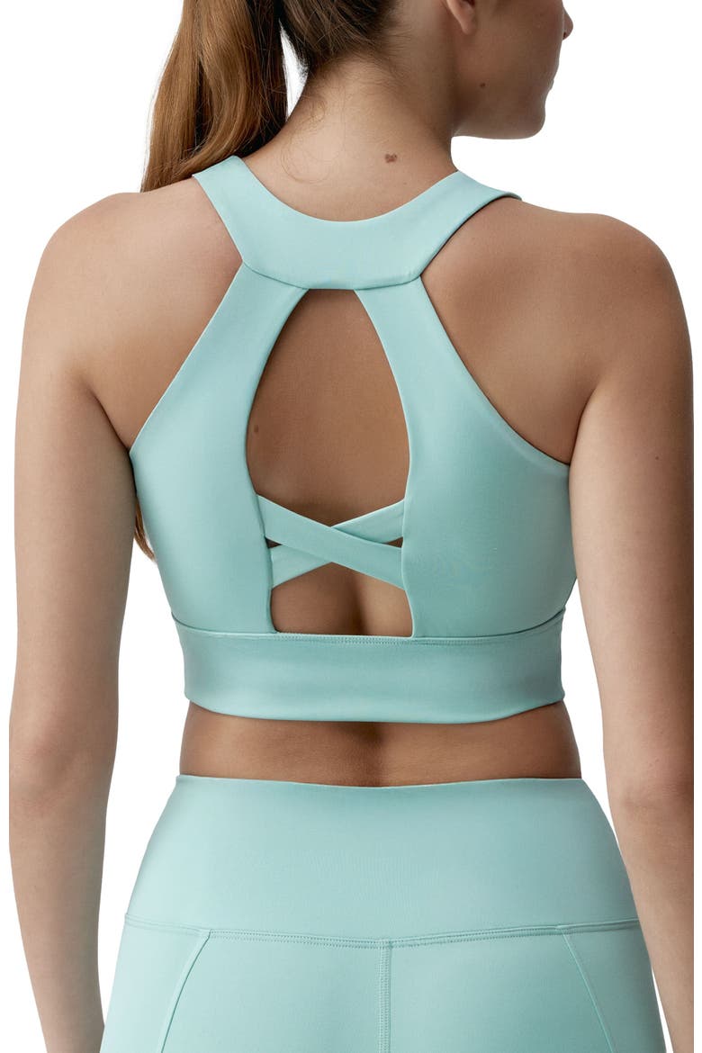 Ariadna Medium-Support Seamless Sports Top, Alternate, color, Greece Blue